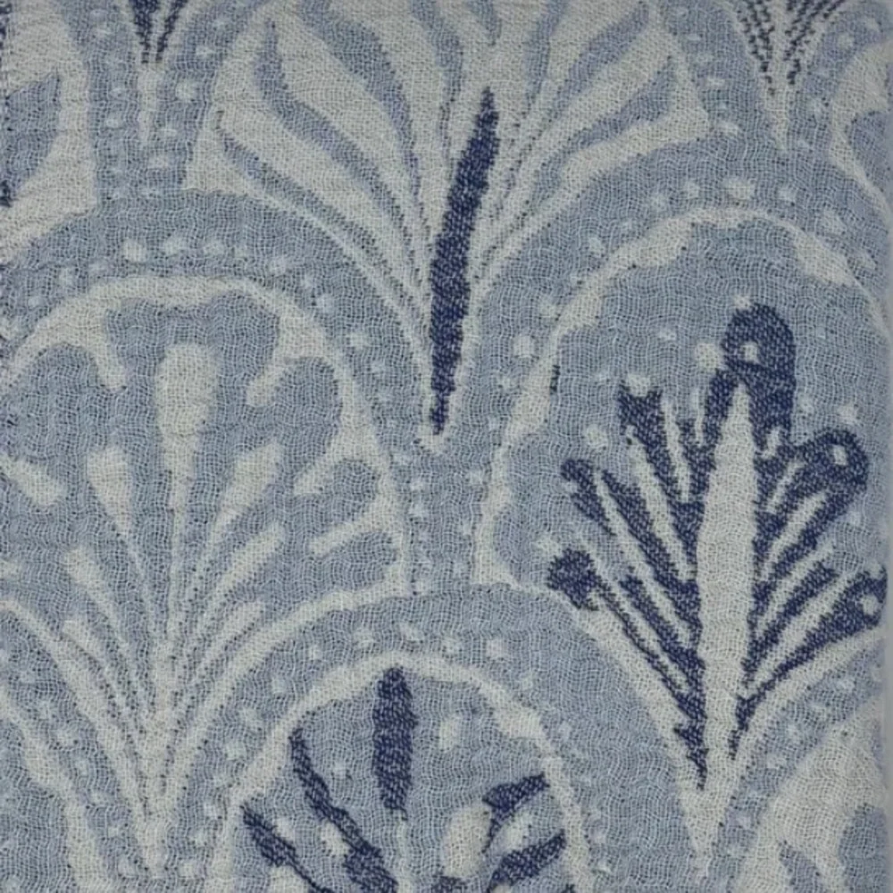 Succulents Blue Woven Organic Cotton 2-in-1 Blanket Wrap Anthropologie Holiday